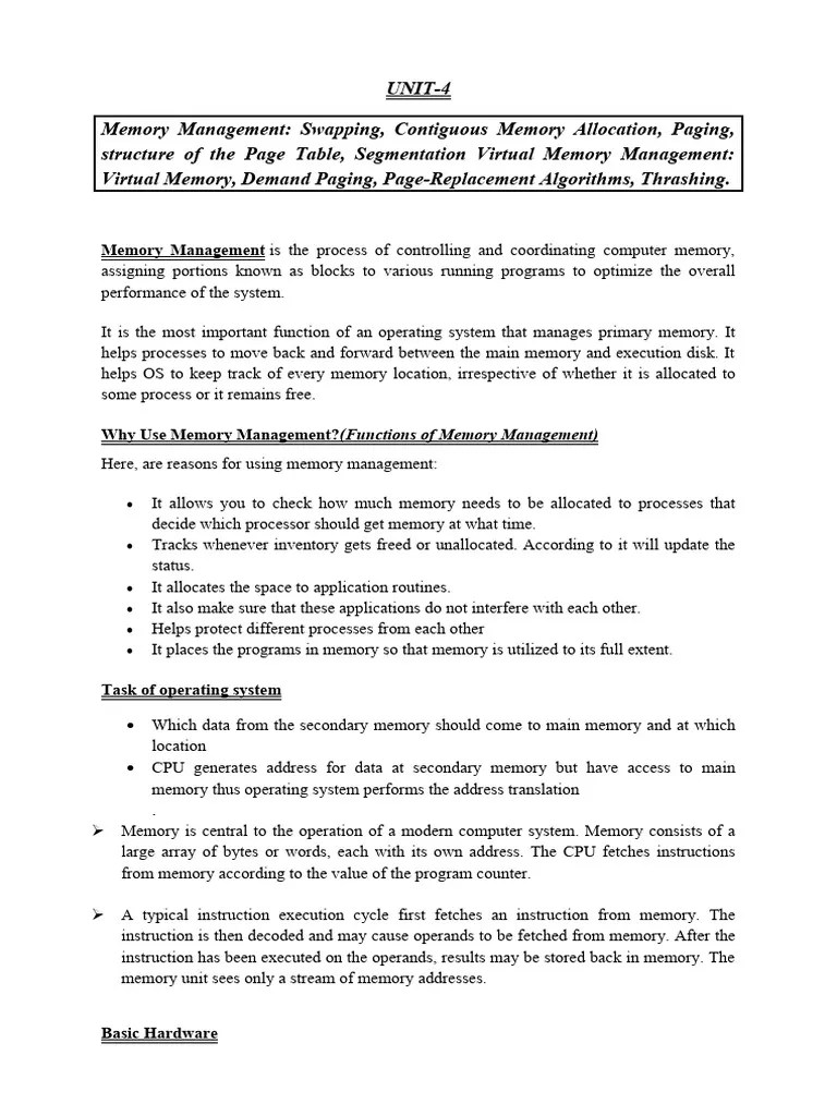 Memory Management In OS | PDF | Library (Computing) | Computer Data Storage