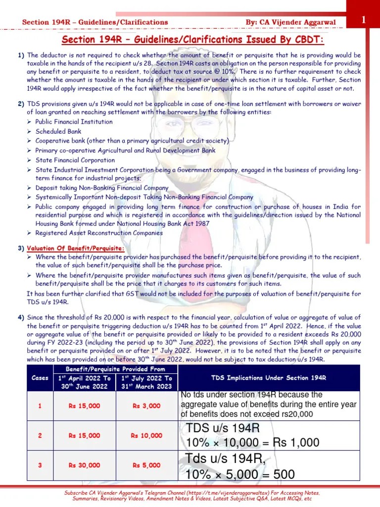 Section 194R - Guidelines & Clarifications | PDF | Banks | Loans