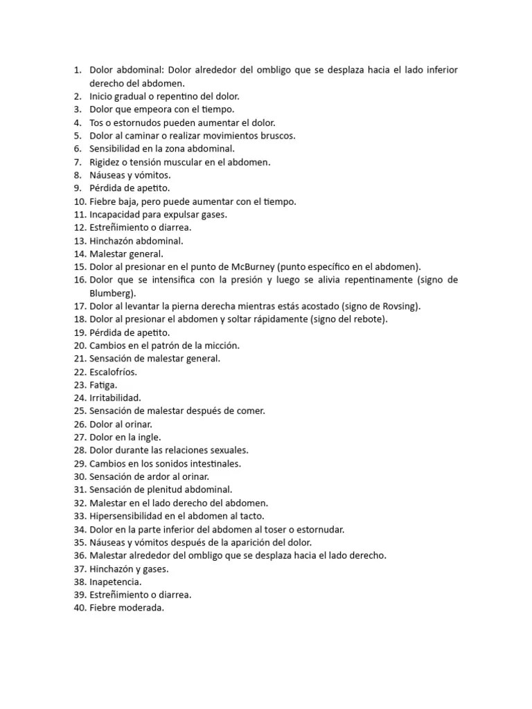 Signos De Apendicitis | PDF | Medicina CLINICA | Enfermedades Y Trastornos
