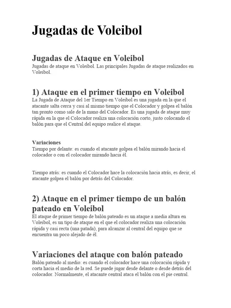 Jugadas De Voleibol | PDF | Vóleibol | Deportes