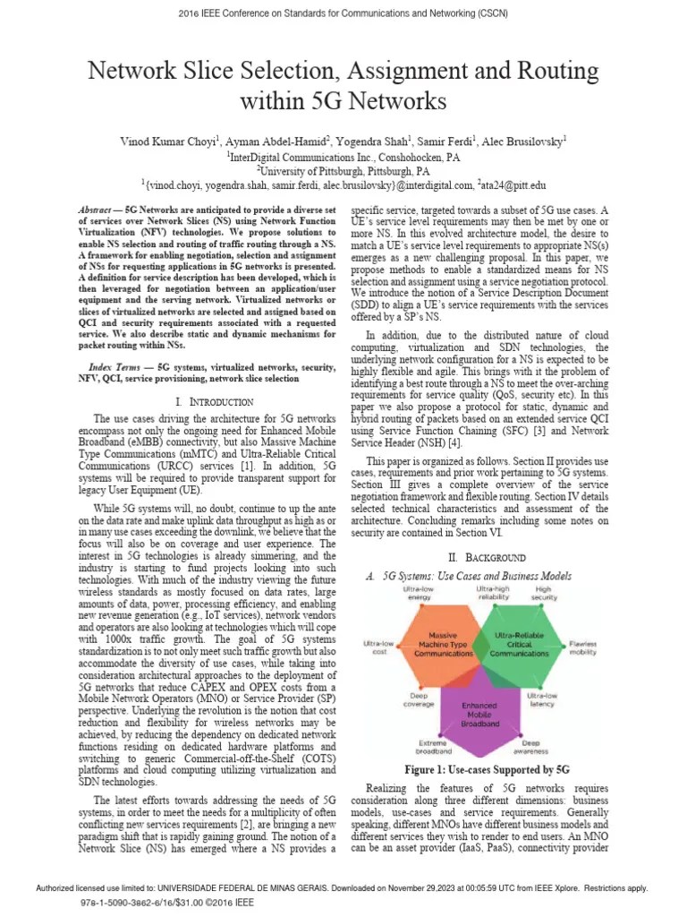 Network Slice Selection Assignment And Routing Within 5G Networks | PDF ...