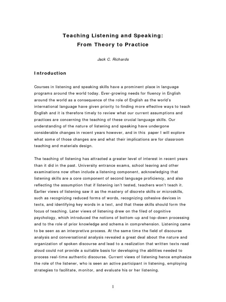 Teaching Listening And Speaking From The | PDF | Linguistics | Human ...