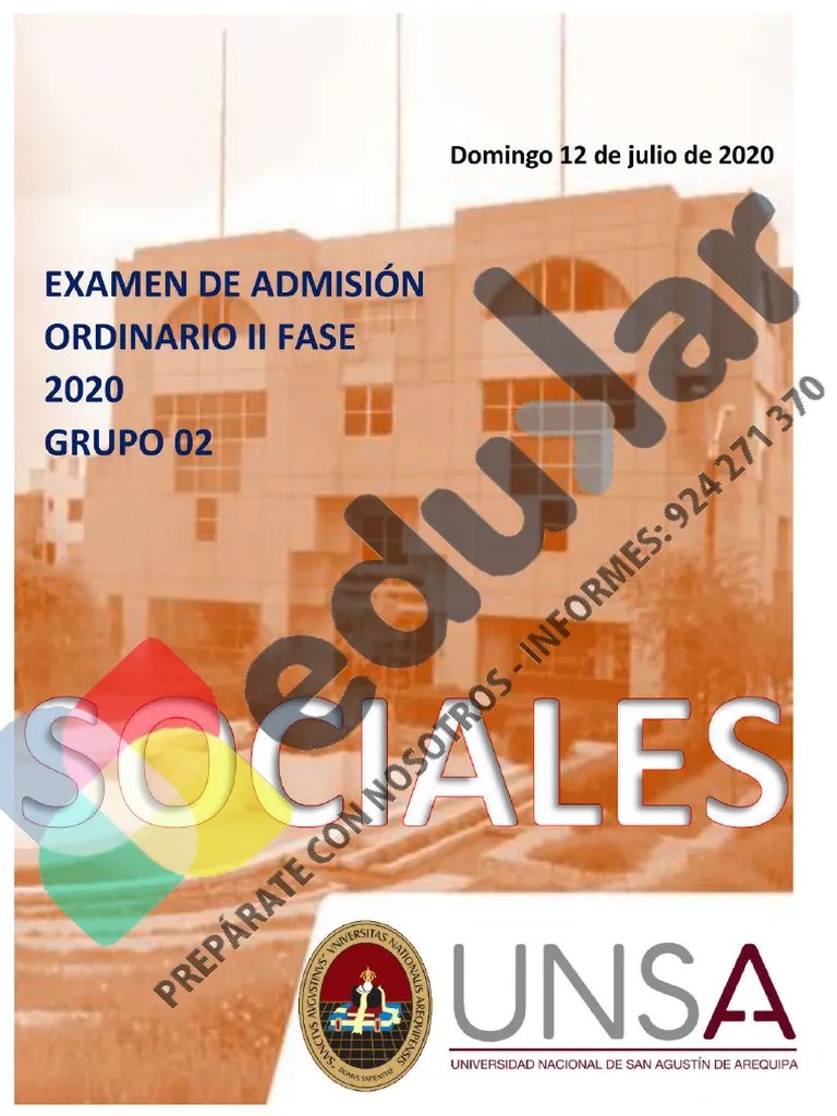 Examen De Admisión Ordinario II Fase 2020 (Grupo 02) | PDF