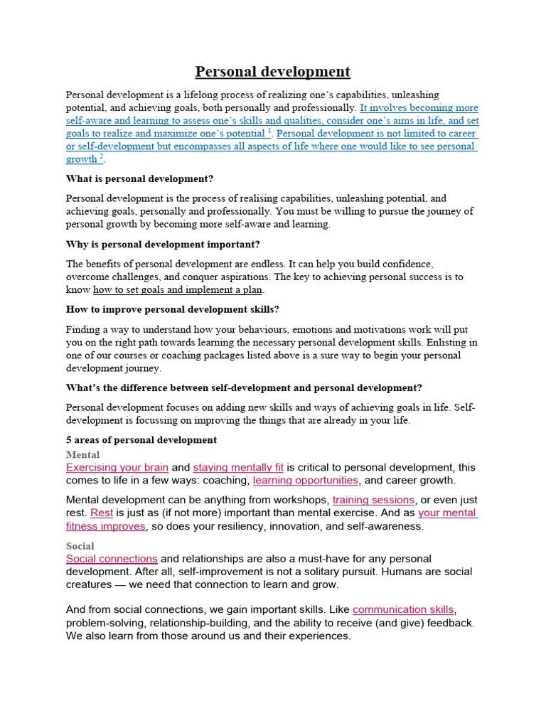 Personal Development Is A Lifelong Process Of Realizing One’ | PDF ...