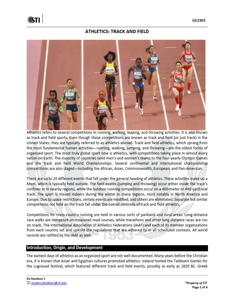 01 Handout TRACK-AND-FEILD | Download Free PDF | Track And Field ...