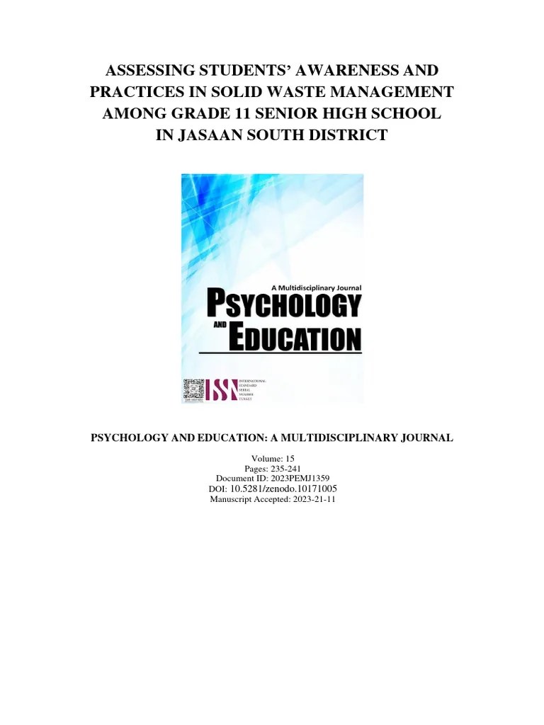 Assessing Students’ Awareness And Practices In Solid Waste Management ...