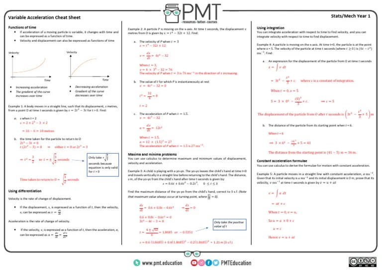 Variable Acceleration | PDF | Acceleration | Velocity