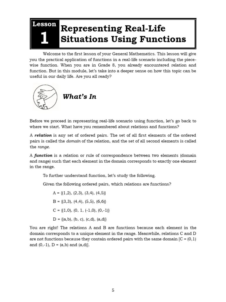 Gen-Math11 Q1 Module1 Functions | PDF | Function (Mathematics ...