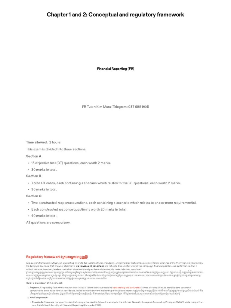 Chapter 1 And 2 Conceptual And Regulatory Framework | PDF