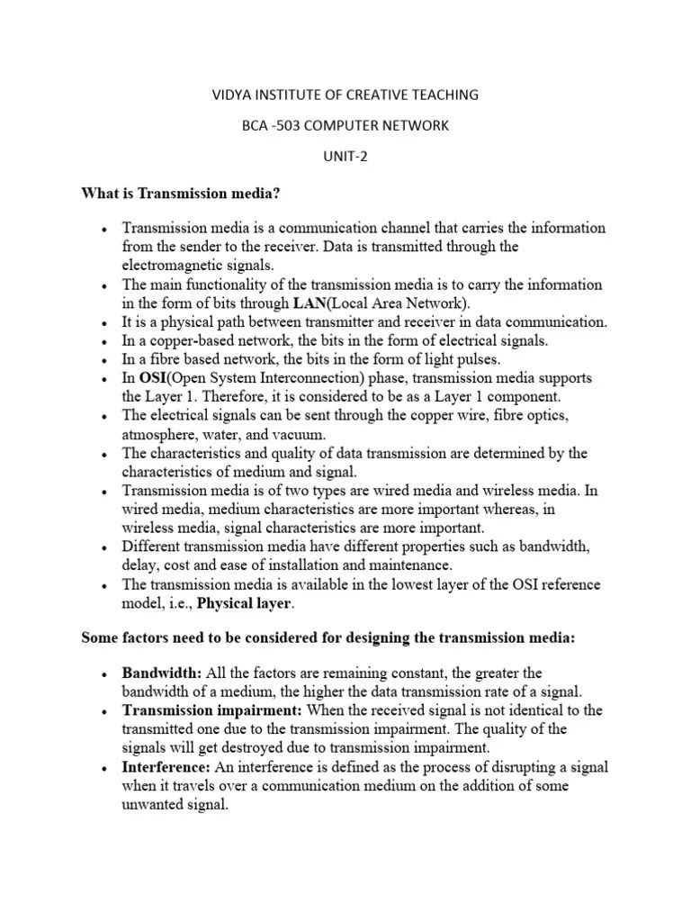 Computer Networking Notes | PDF | Transmission Medium | Optical Fiber