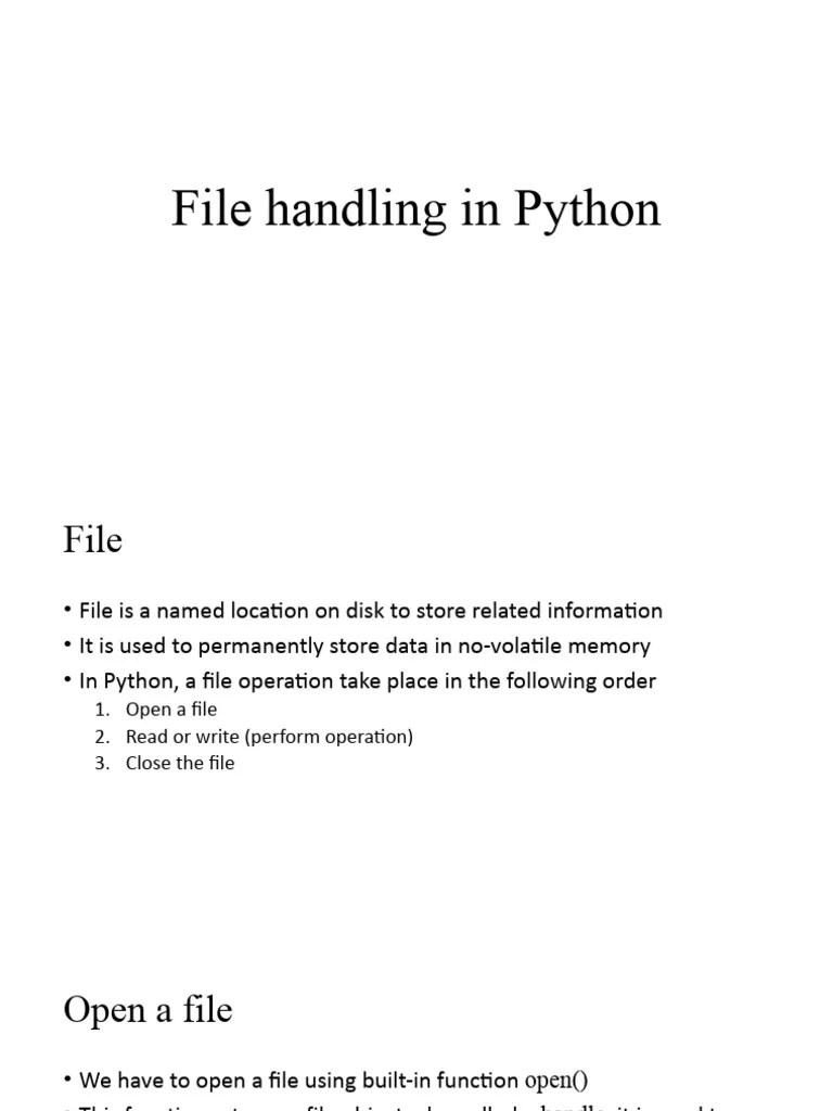 File Handling In Python | PDF