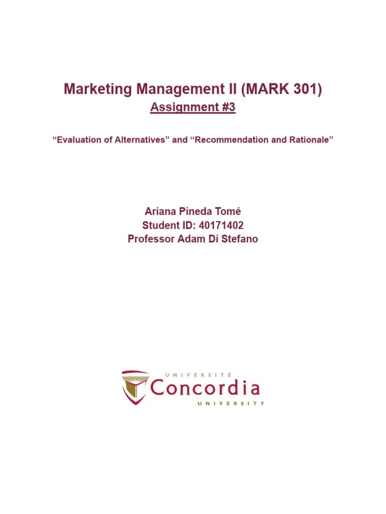 MARK 301 Assignment 3 | PDF | Market Segmentation | Marketing