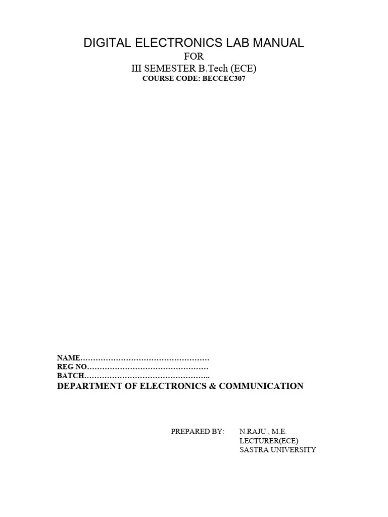 Digital Electronics Lab Manual | PDF | Logic Gate | Integrated Circuit
