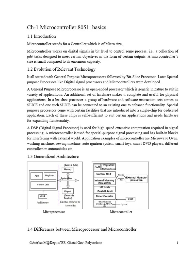 Microcontroller 8051 - Notes | PDF | Microcontroller | Microprocessor
