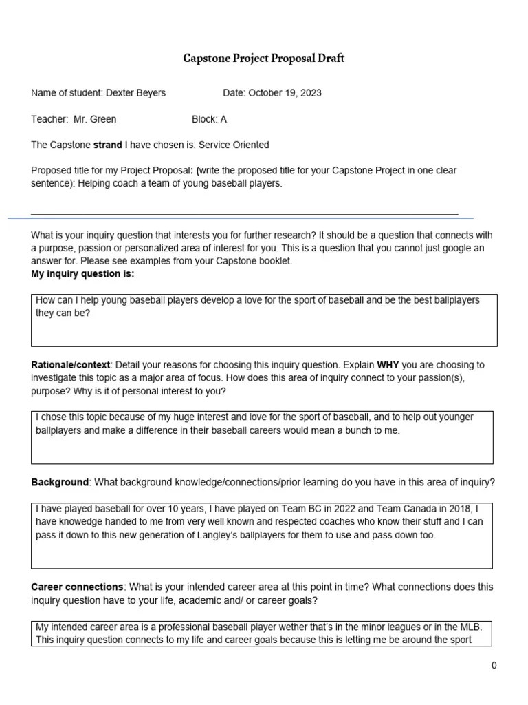 Edited - Capstone Project Proposal Draft Student Fillable | PDF ...