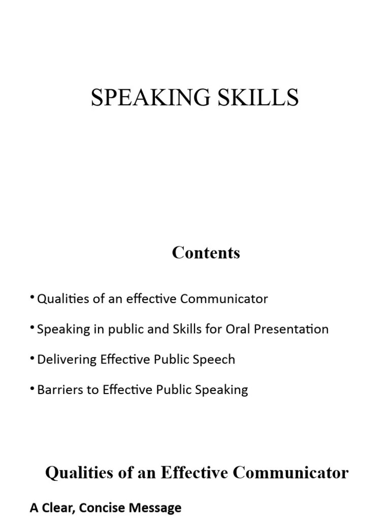 Speaking Skills | PDF | Public Speaking | Speech