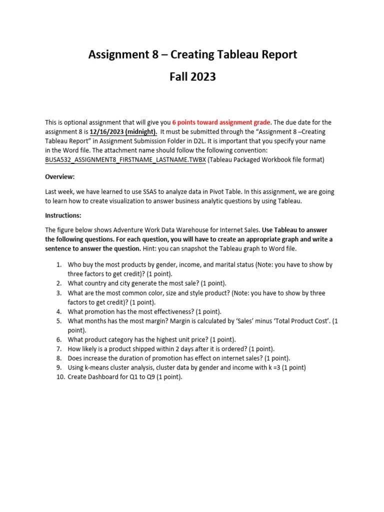 Assignment 8 - Creating Tableau Report | PDF