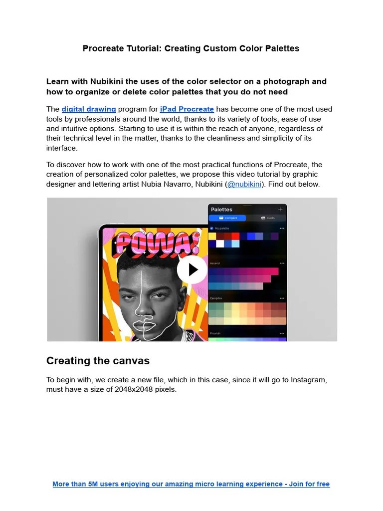 Procreate Tutorial Creating Custom Color Palettes | PDF | Computing ...