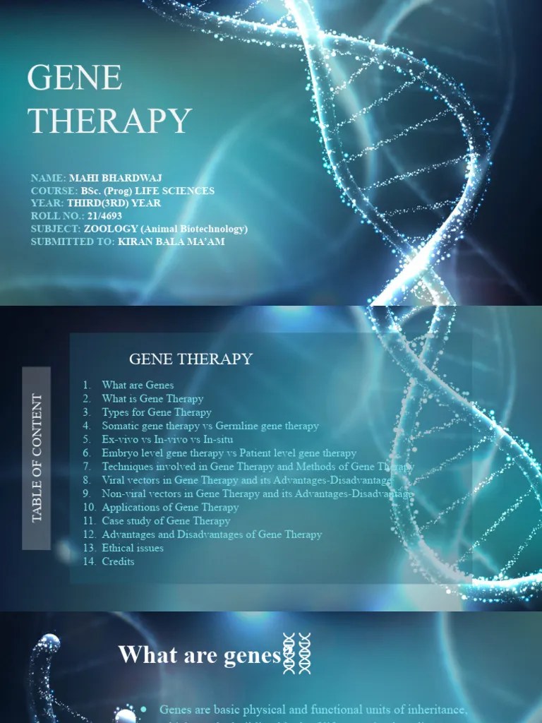 Gene Therapy PPT By Mahi Bhardwaj (21 - 4693) | PDF | Gene Therapy | Viral Vector
