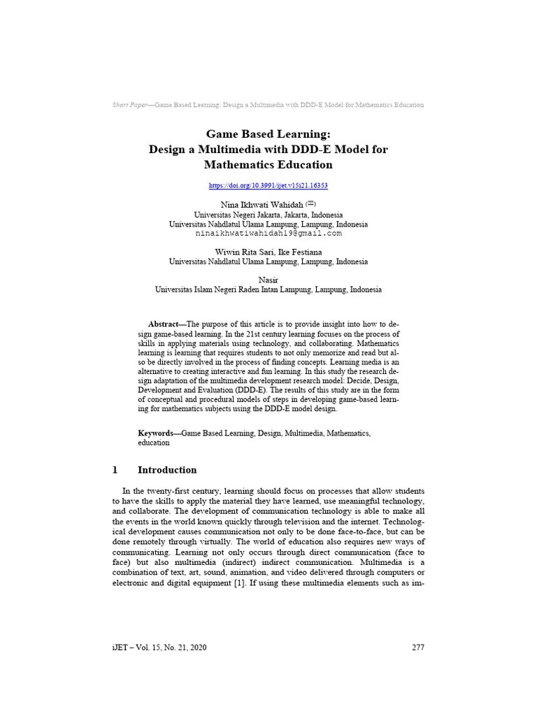 Game Based Learning Design | PDF | Learning | Multimedia