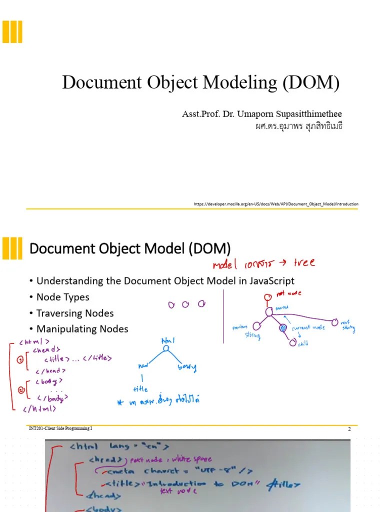 Document Object Modeling (DOM) : Asst - Prof. Dr. Umaporn ...