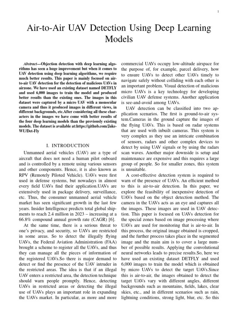 Air TO Air UAV DETECTION | Download Free PDF | Unmanned Aerial Vehicle ...