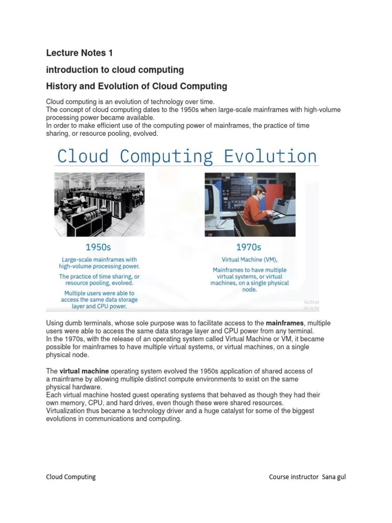 Cloud Computing Notes - 1 | PDF | Cloud Computing | Virtualization
