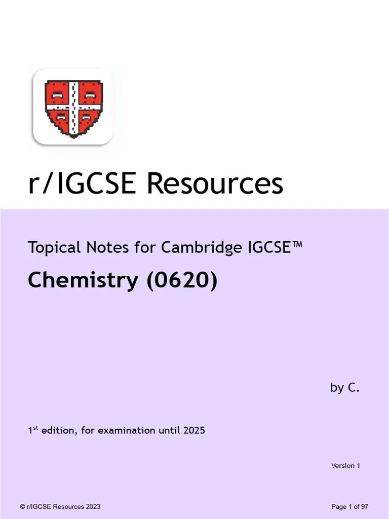 R - IGCSE Resources - Chemistry Topical Notes By C. | PDF | Ion ...