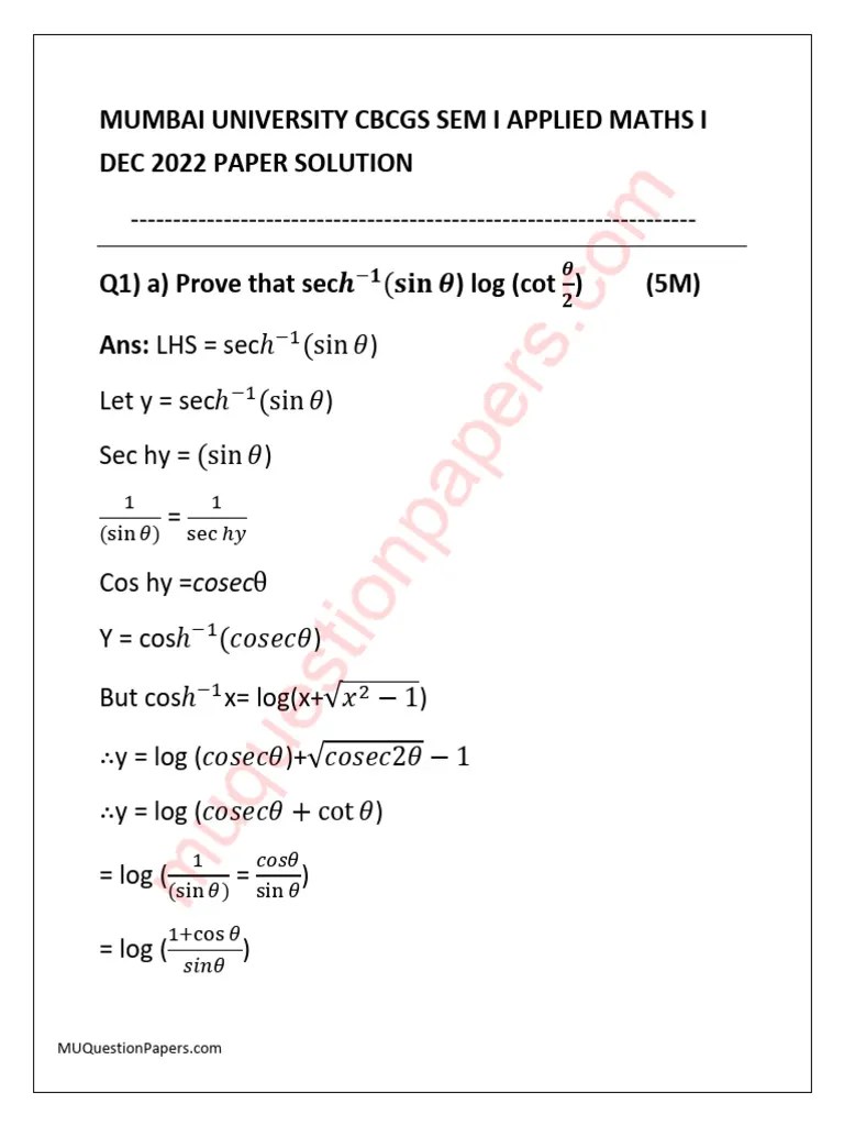 Be - First Year Engineering - Semester 1 - 2022 - December ...