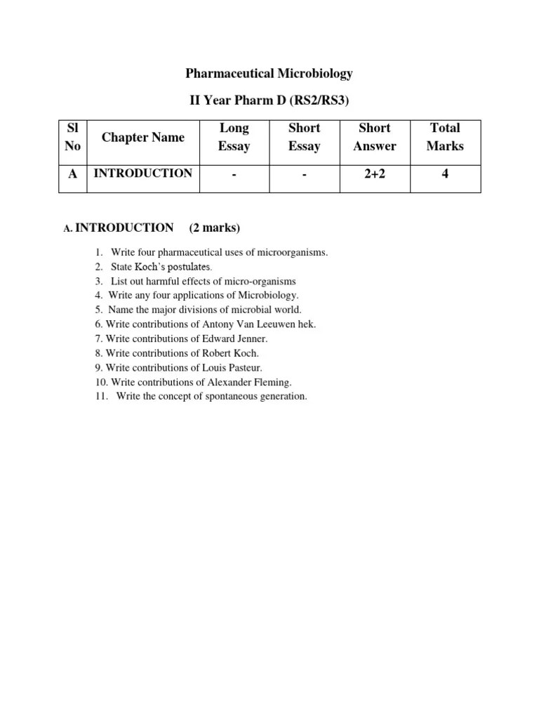 Microbiology Pharm D 2nd Year Question Bank | PDF | Sterilization (Microbiology) | Bacteria