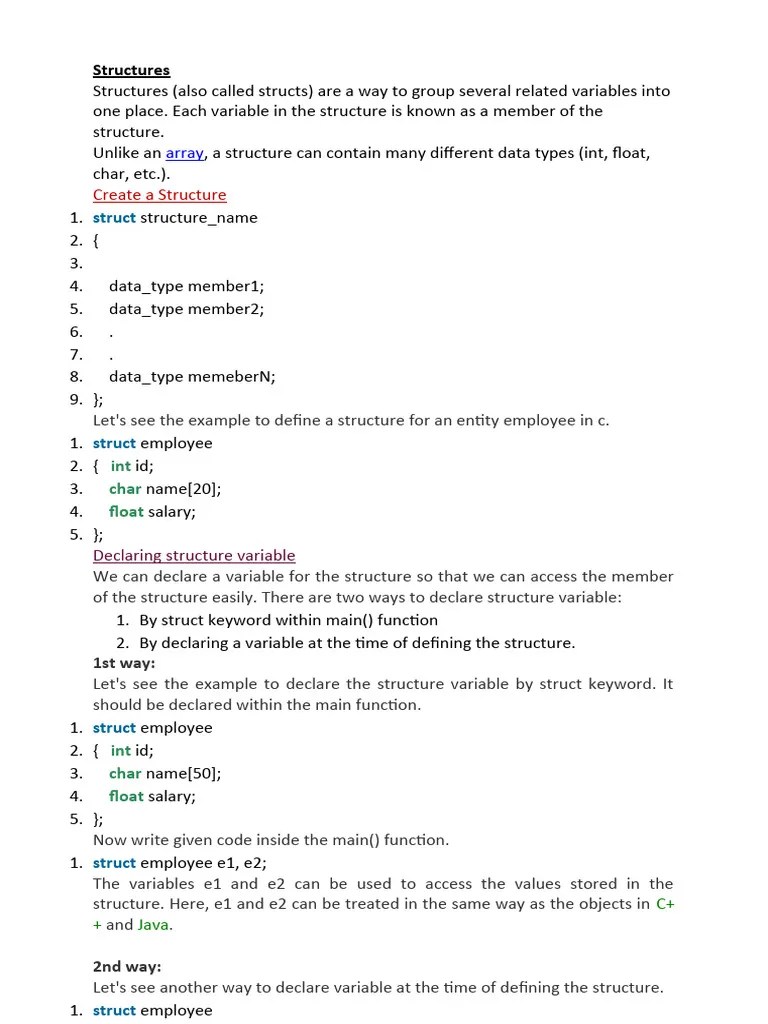 C-Structures, Unions, File Handiling | PDF | Pointer (Computer ...