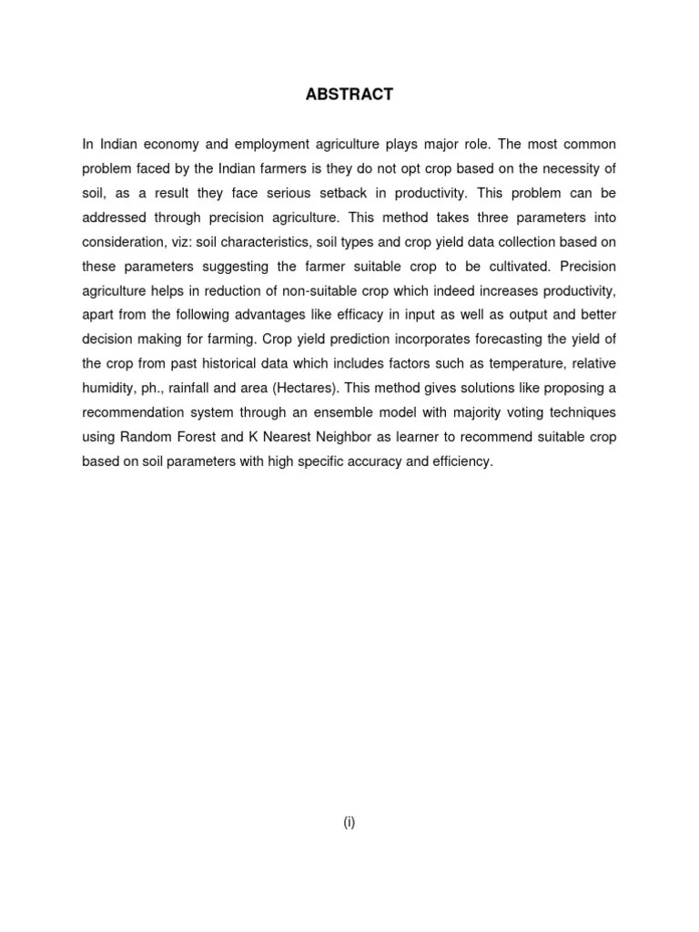 Agriculture Crop Recommendation System Using Machine Learning | PDF ...