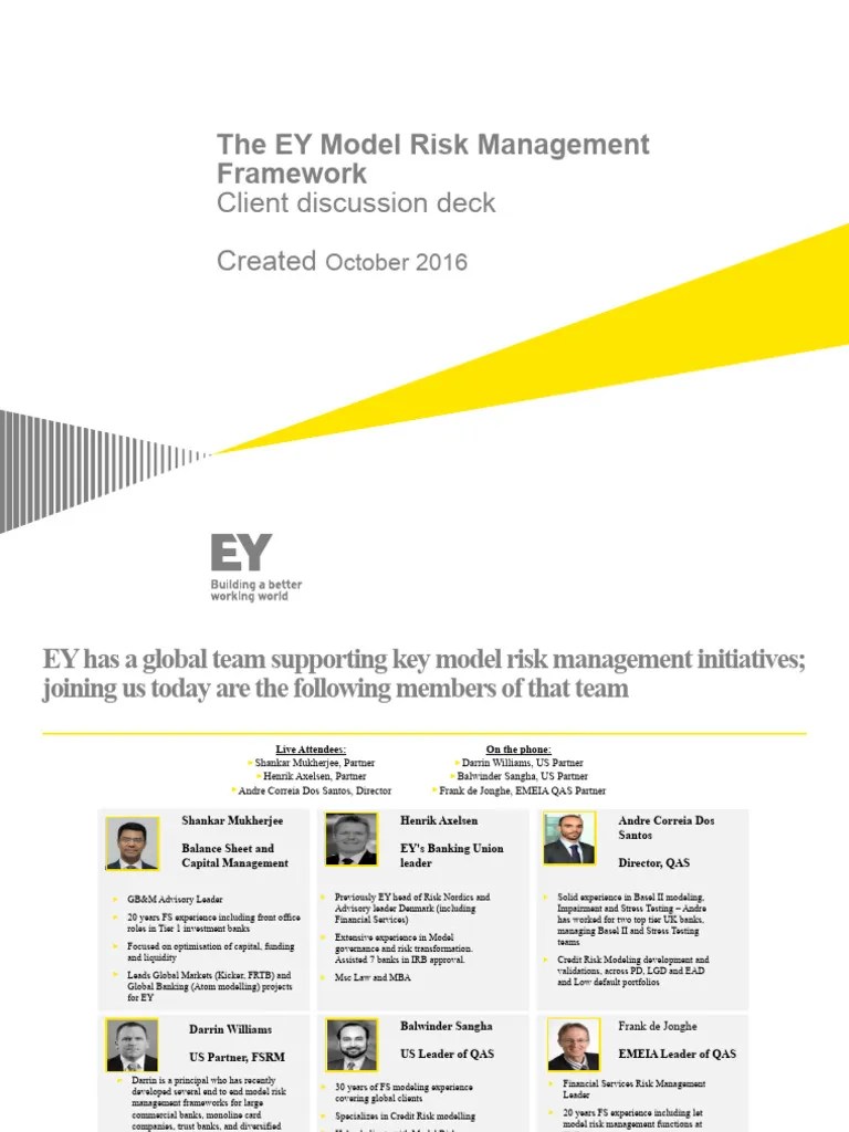 The ey model risk management framework client discussion deck