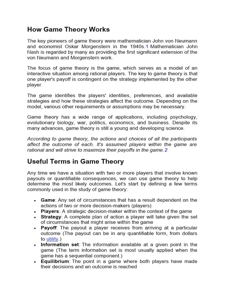 Game Theory | PDF
