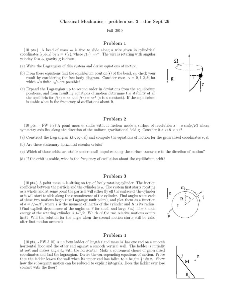 Some Problems And Solutions - Chapter 3 FW | PDF | Lagrangian Mechanics ...