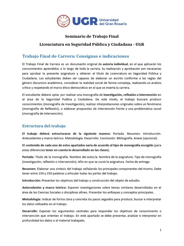 Consignas E Indicaciones TP Final De Carrera Junio-2023. | PDF ...