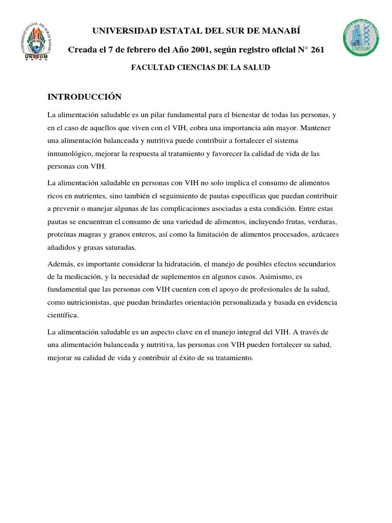 Alimentación VIH 2A | PDF | Alimentos | Nutrición