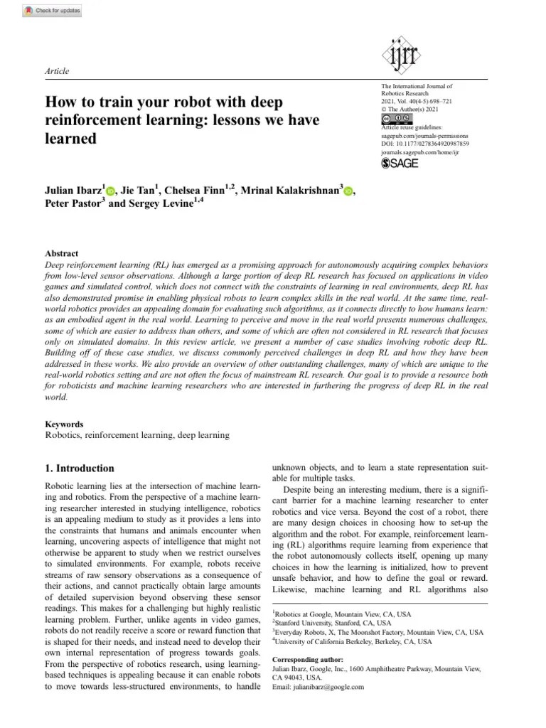 Ibarz Et Al 2021 How To Train Your Robot With Deep Reinforcement ...