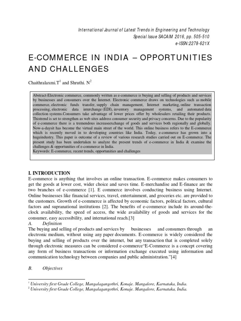 Ecommerce In India Opportunities & Challenges | PDF | E Commerce | Electronic Business
