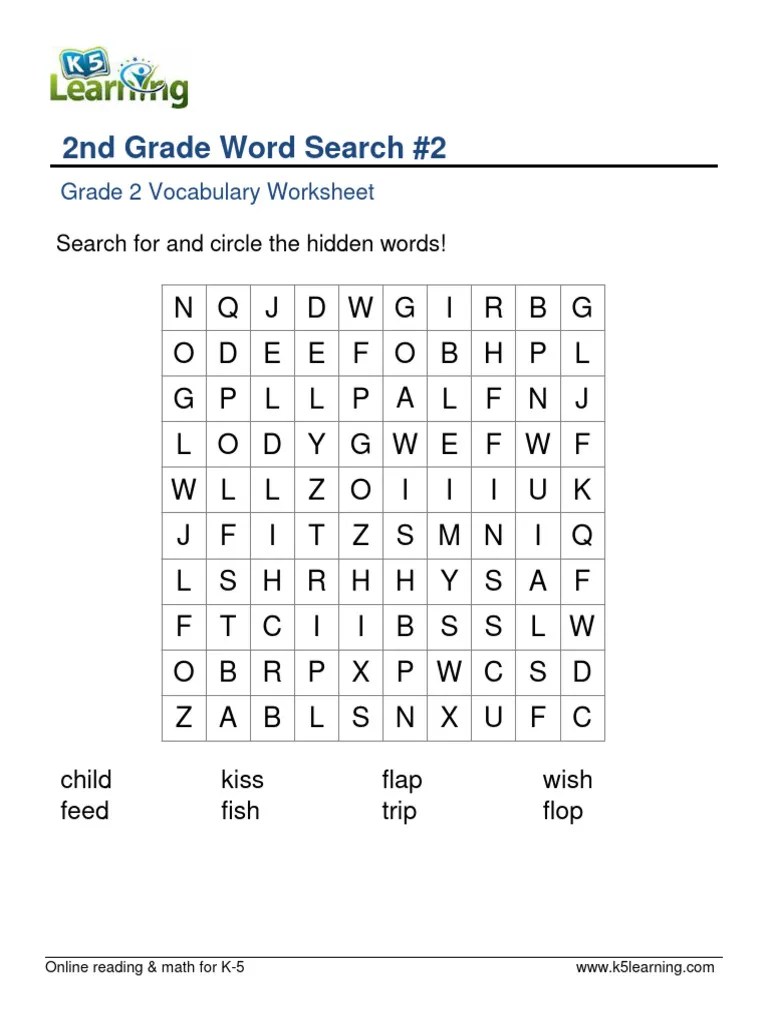 2nd Grade Word Search 2 | PDF