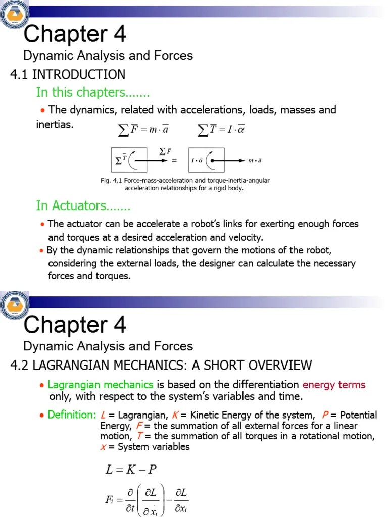 Chapter 4 - Dynamic Analysis | Download Free PDF | Lagrangian Mechanics ...