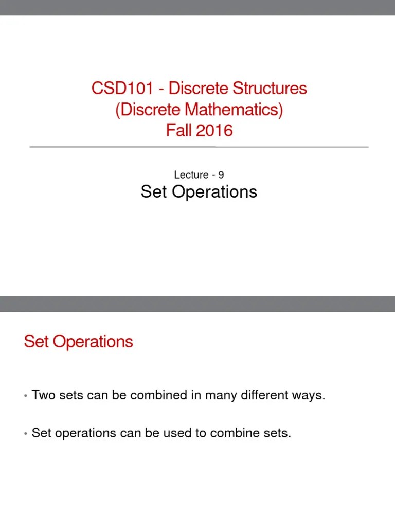 Discrete Structures Lecture 9 | PDF | Intersection (Set Theory ...