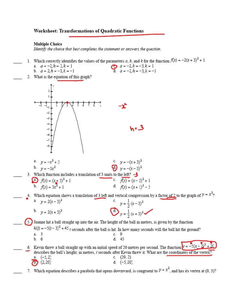 Quadratic Transformation Questions FInal | Download Free PDF | Applied ...