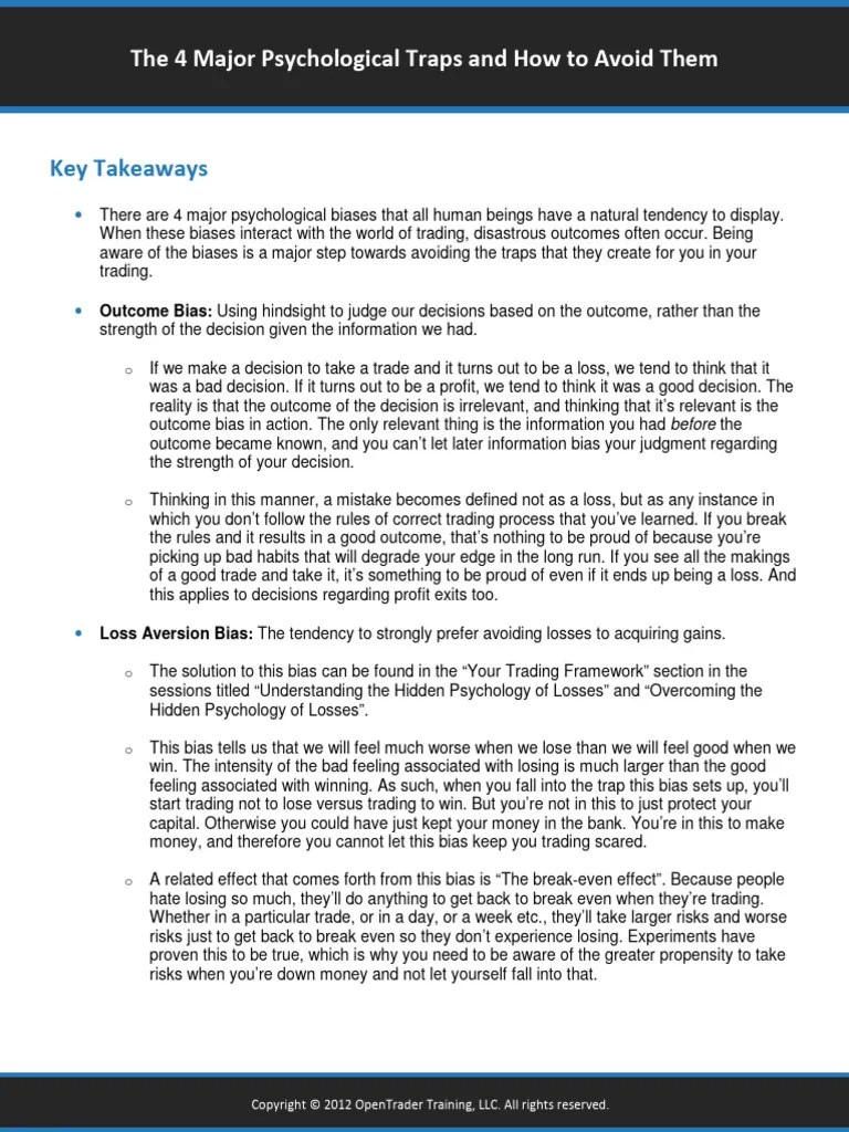 4 Major Psychological Traps And How To Avoid Them - Key Takeaways | PDF