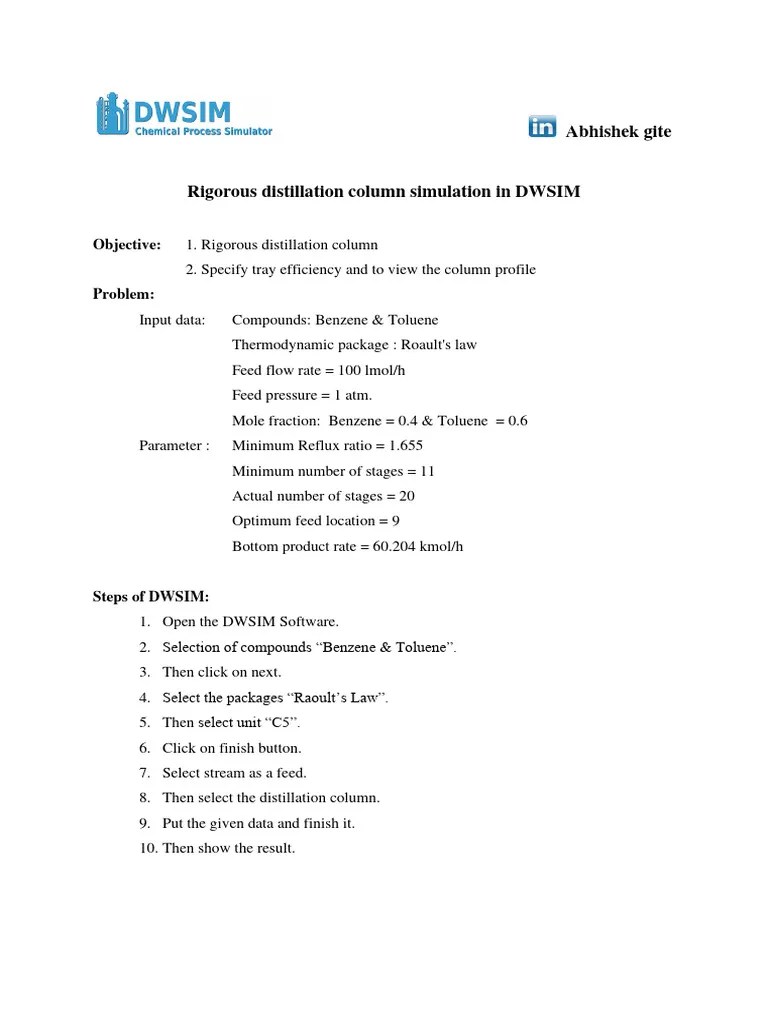 Simulation Of Distillation In DWSIM 1679541535 | PDF