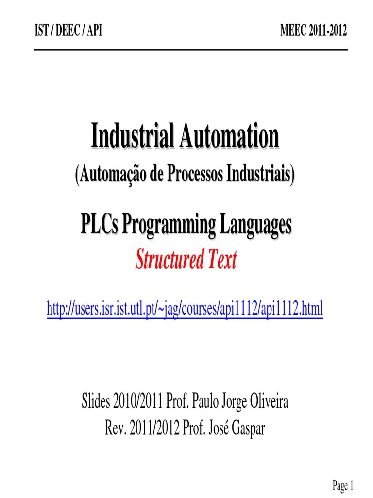 PLC Programming Language_ST1 | PDF | Programmable Logic Controller | Software Development