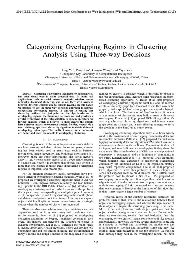 Categorizing Overlapping Regions In Clustering Analysis Using Three-Way ...