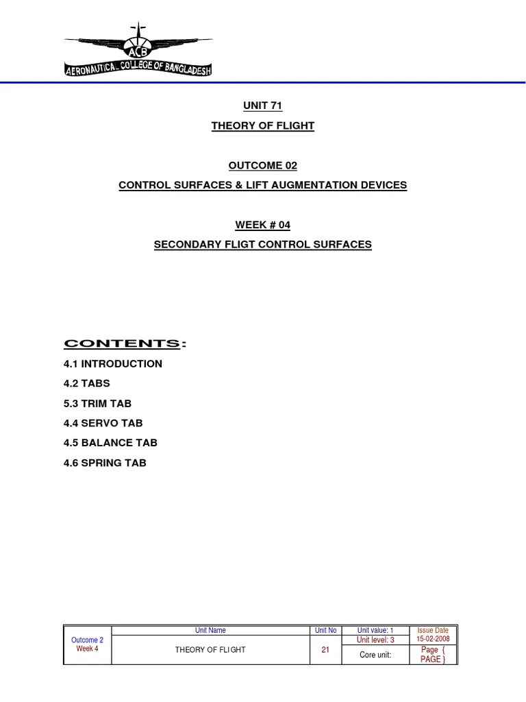 Week 4 SECONDARY FLIGT CONTROL SURFACES | PDF | Flight Control Surfaces | Aileron