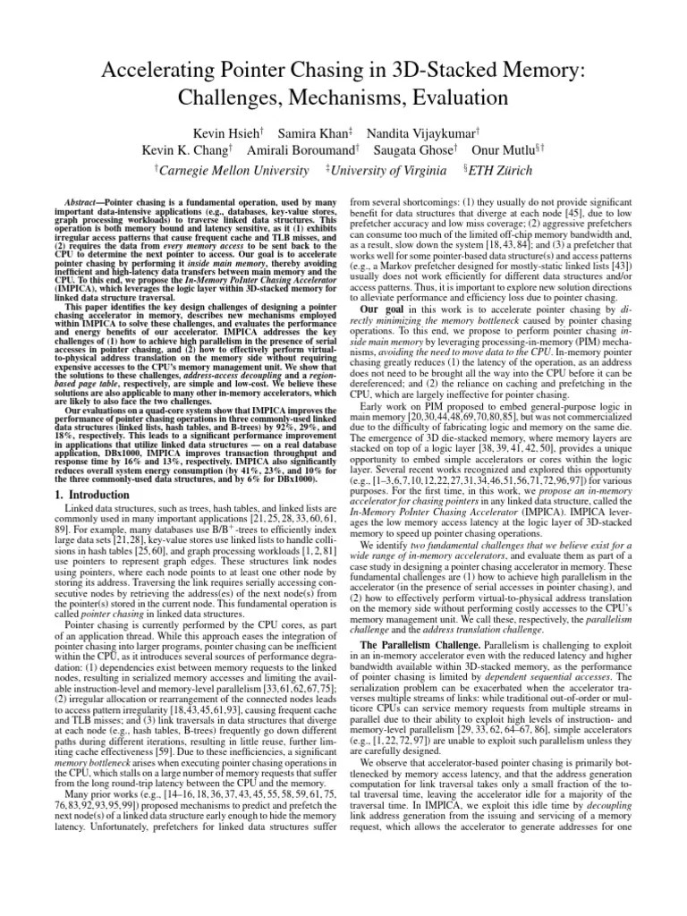 In Memory Pointer Chasing Accelerator - Iccd16 | PDF | Cpu Cache ...