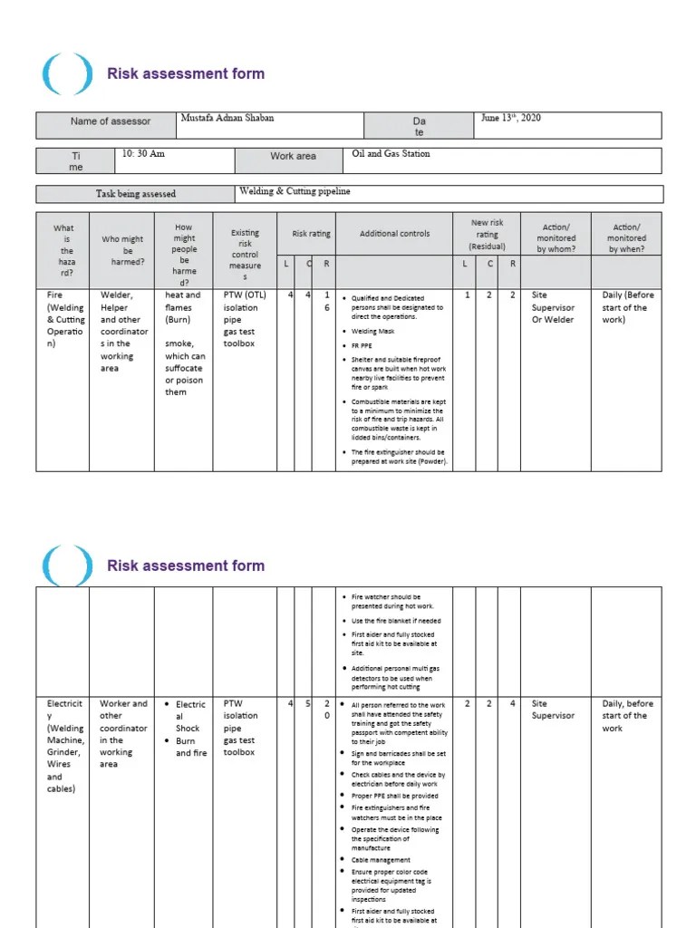 Iosh Risk Assessment Project V2000867 | PDF